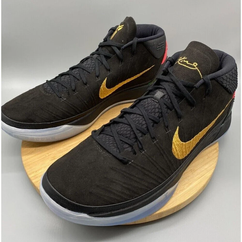 Nike Kobe AD Shoes Black Gold Basketball Sneakers Lace AQ9579-001 Mens 17.5 - Picture 1 of 12